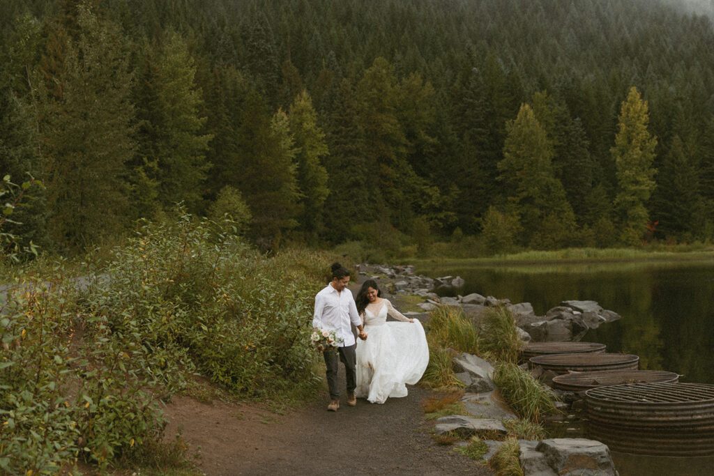 adventurous bride and groom banff elopement photo