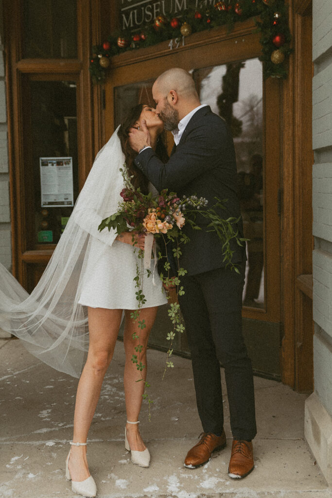 downtown Fernie elopement portraits during winter