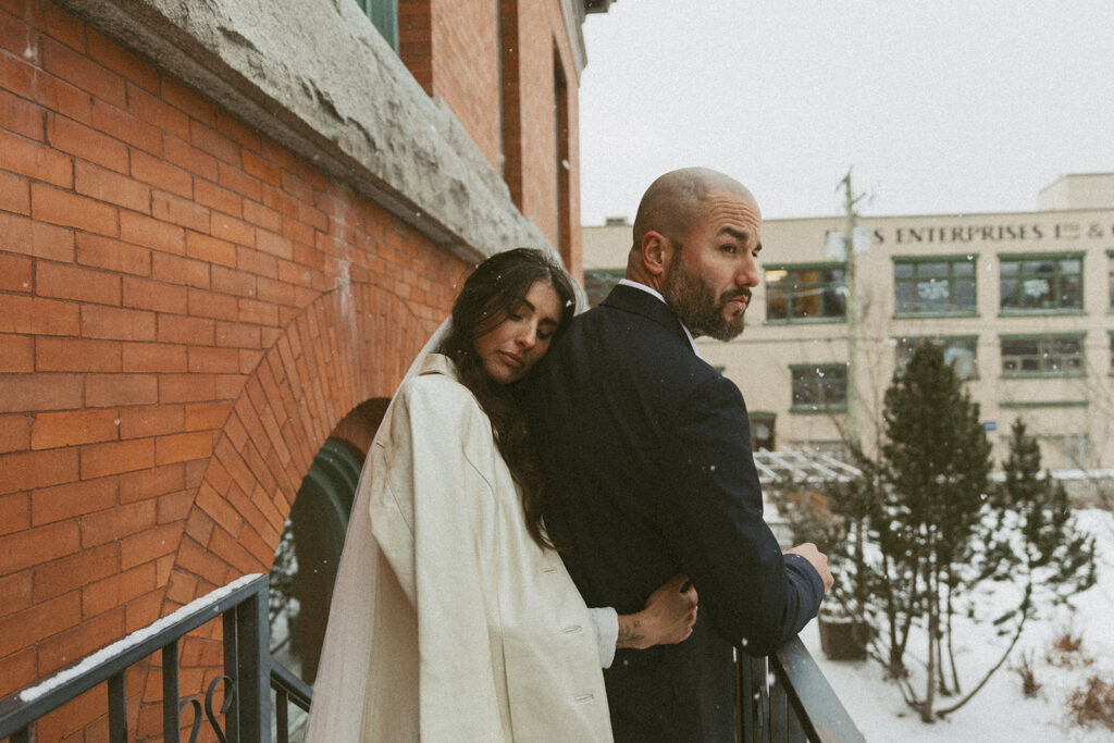 downtown Fernie elopement portraits during winter