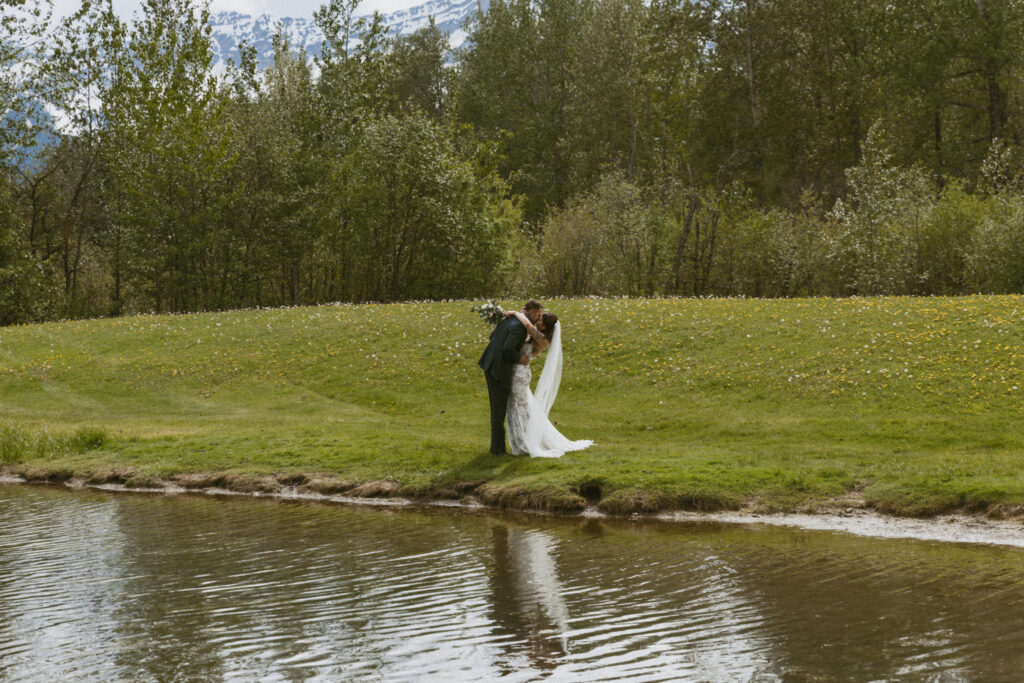 bride and groom portraits at their wedding in fernie, BC