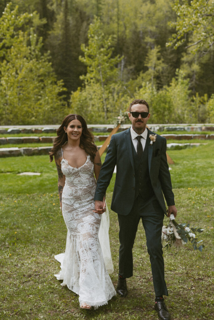 fernie wedding location with mountain and forrest in the background